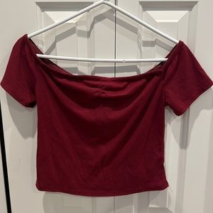 Maroon off shoulder crop top